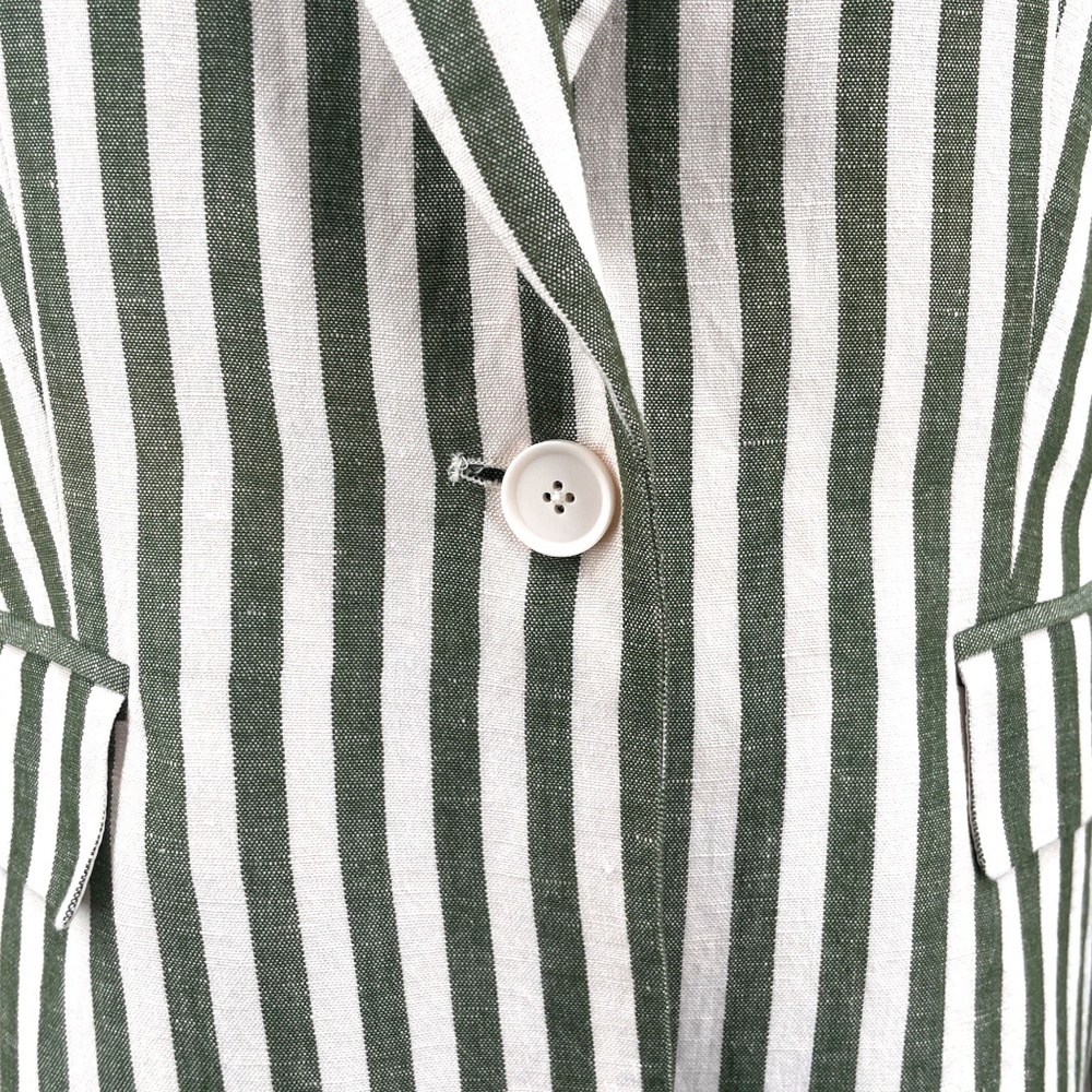 L'AGENCE Scout Striped Blazer, Olive/Cream, Size 8 - Picture 3 of 13